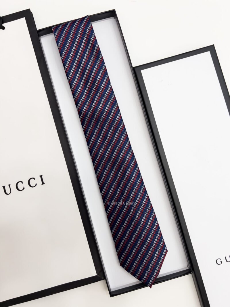 Gucci Navy DIAGONAL G PATTERN SILK TIE