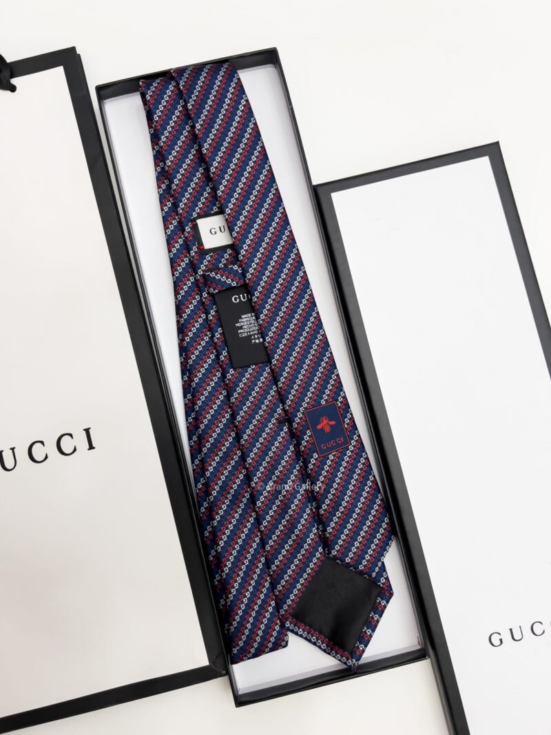 Gucci Navy DIAGONAL G PATTERN SILK TIE