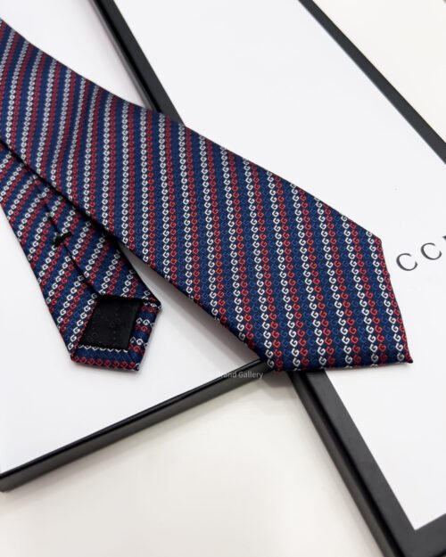 Gucci Navy DIAGONAL G PATTERN SILK TIE