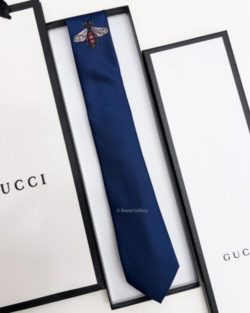 Gucci Blue GIANT BEE SILK TIE