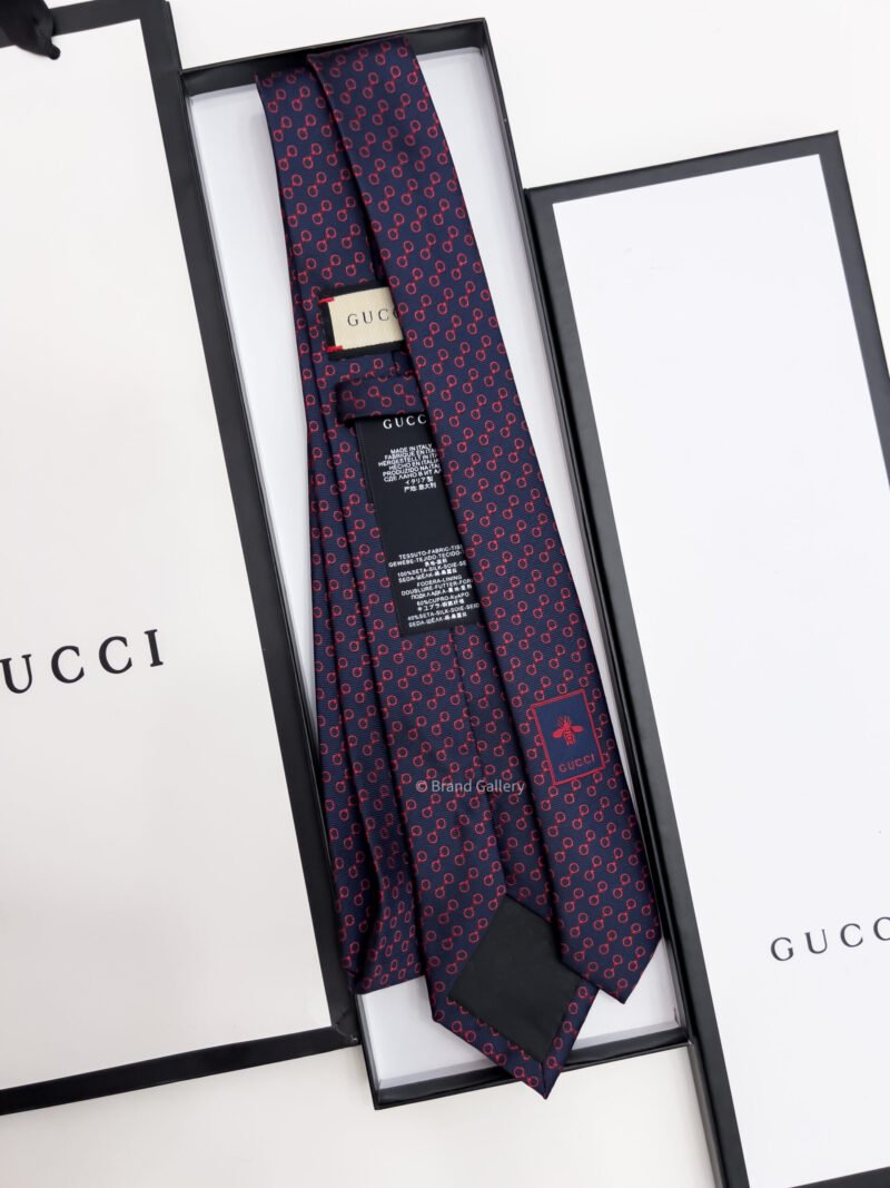 Gucci Navy Red GG CIRCLES SILK TIE