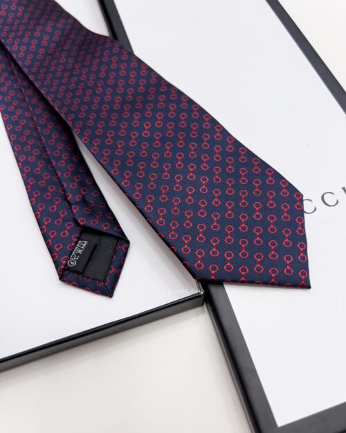 Gucci Navy Red GG CIRCLES SILK TIE