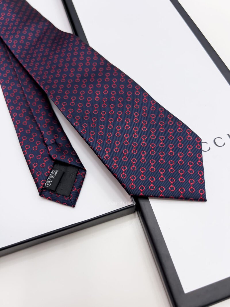 Gucci Navy Red GG CIRCLES SILK TIE