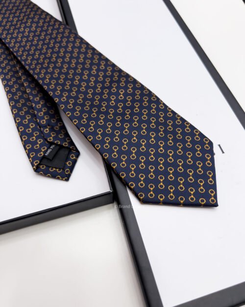 Gucci Navy Bronze GG CIRCLES SILK TIE