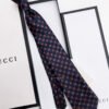 Gucci Navy Orange GG FLOWER CHECK SILK TIE