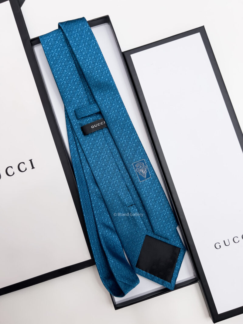 Gucci Teal Blue GG HOOK SILK TIE