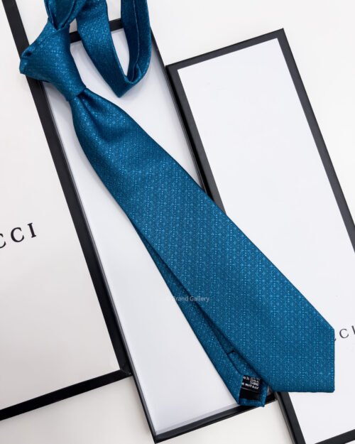 Gucci Teal Blue GG HOOK SILK TIE
