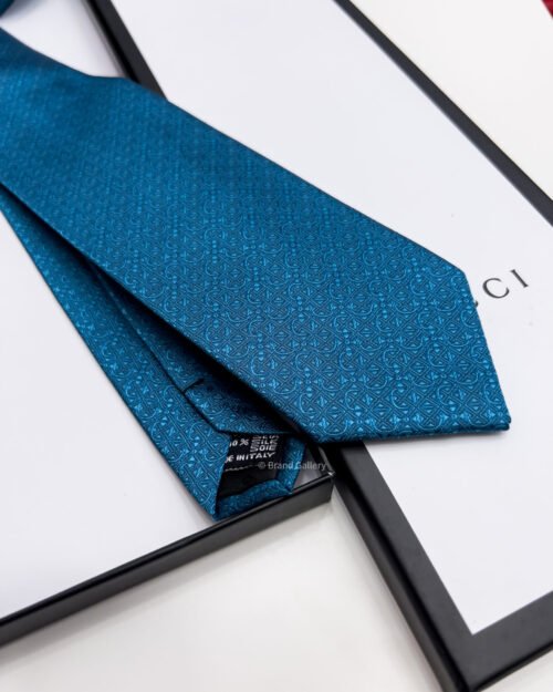 Gucci Teal Blue GG HOOK SILK TIE