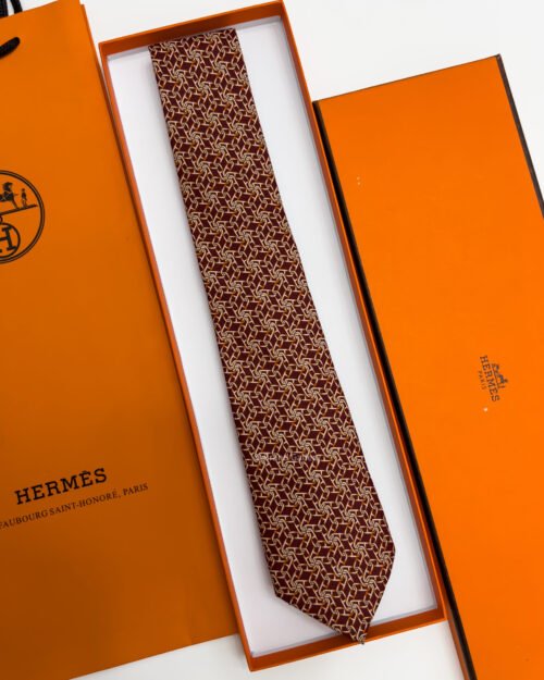 Hermes Dark Maroon H LINKS SOFT SILK TIE