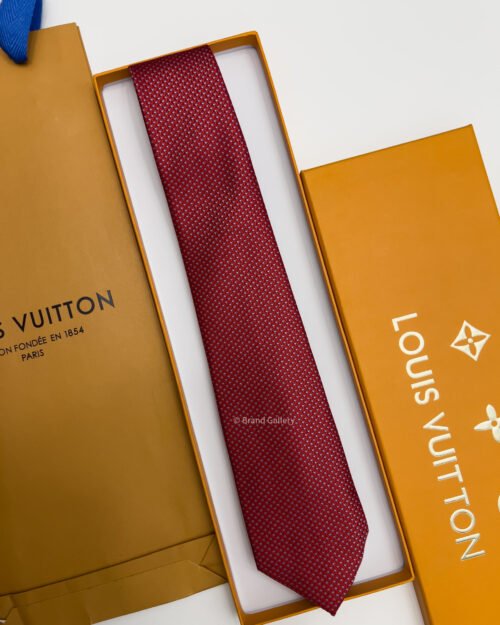 Louis Vuitton Red V DOTS SILK TIE