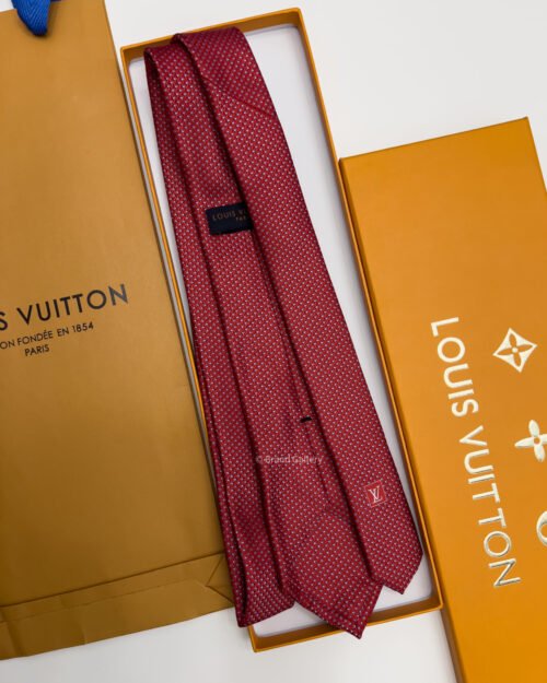 Louis Vuitton Red V DOTS SILK TIE