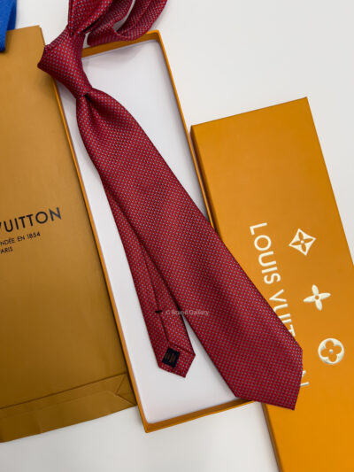 Louis Vuitton Red V DOTS SILK TIE