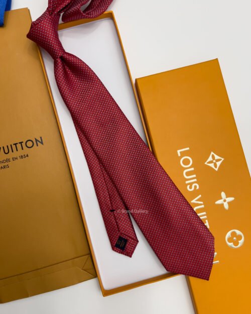 Louis Vuitton Red V DOTS SILK TIE
