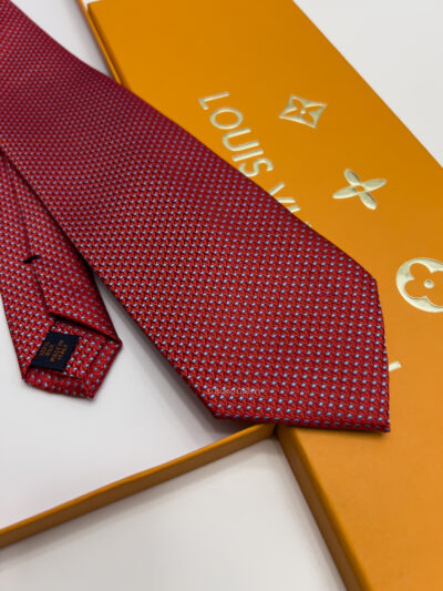 Louis Vuitton Red V DOTS SILK TIE