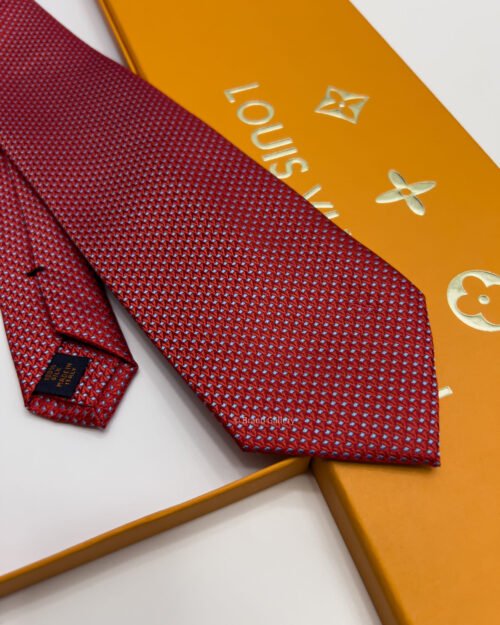 Louis Vuitton Red V DOTS SILK TIE