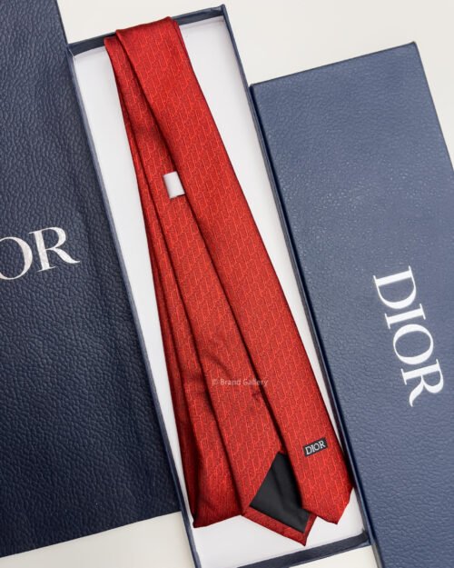Dior Red OBLIQUE SILK TIE