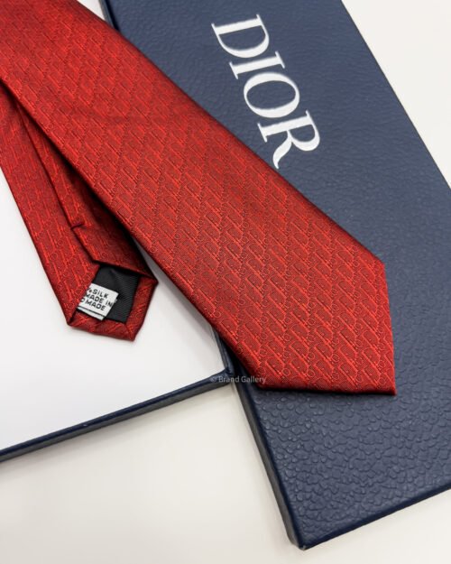Dior Red OBLIQUE SILK TIE