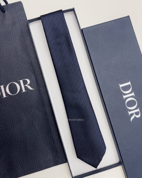 Dior Navy OBLIQUE SILK TIE