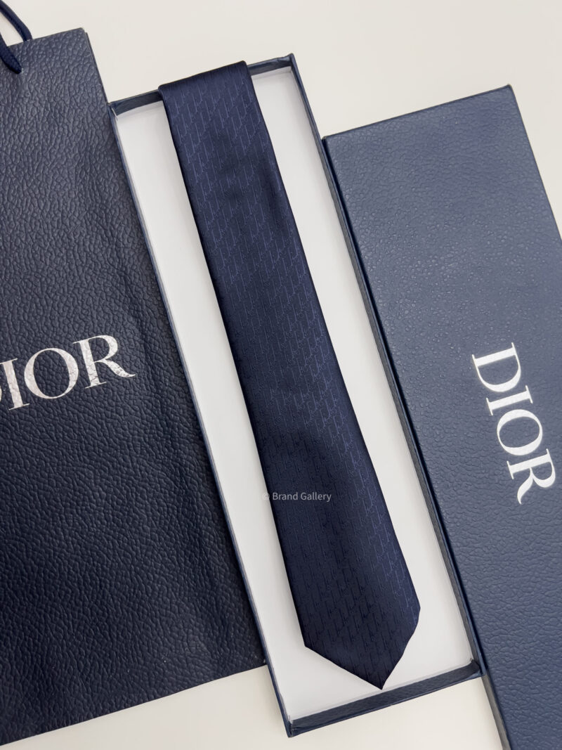 Dior Navy OBLIQUE SILK TIE