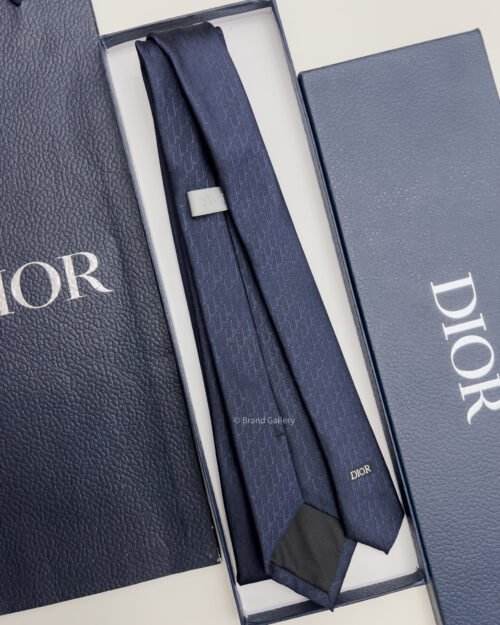 Dior Navy OBLIQUE SILK TIE