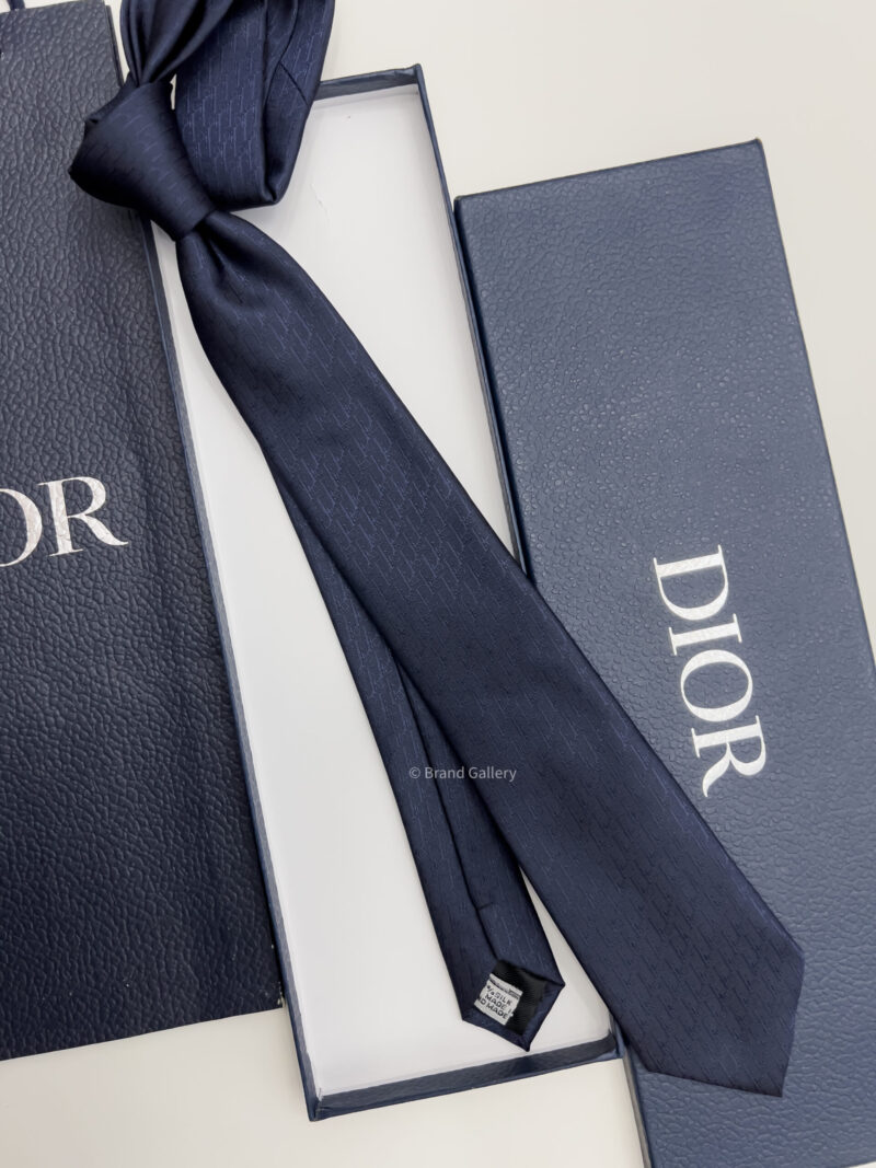 Dior Navy OBLIQUE SILK TIE