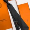Hermes Black DNH Silk Tie