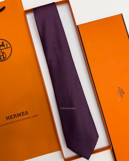 Hermes Blue Red A l'Affiche SILK TIE
