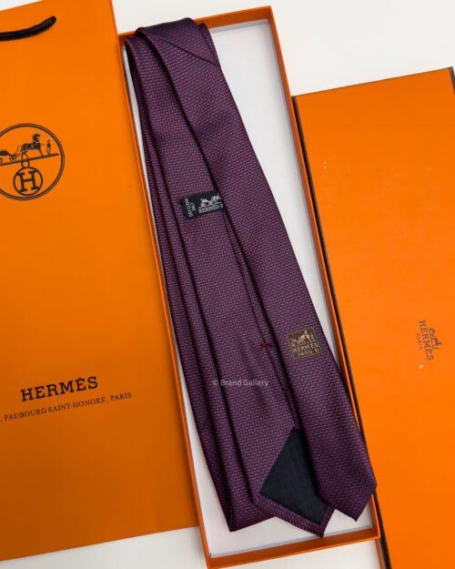 Hermes Blue Red A l'Affiche SILK TIE