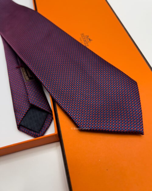Hermes Blue Red A l'Affiche SILK TIE