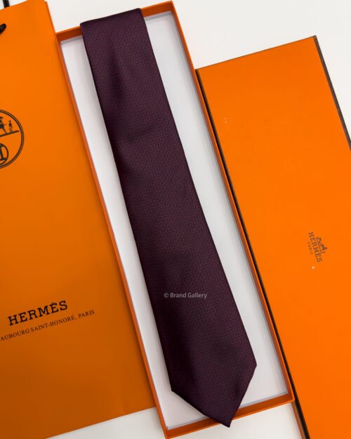 Hermes Burgundy ROCKING H SILK TIE