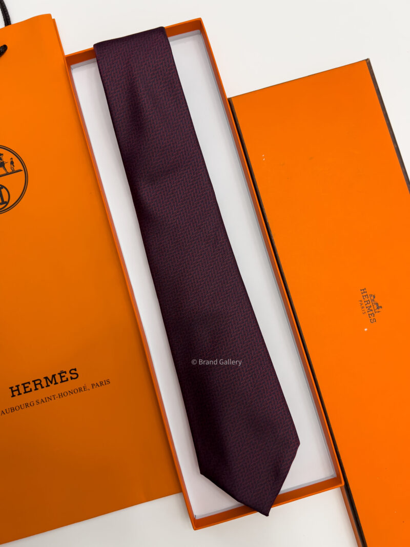 Hermes Burgundy ROCKING H SILK TIE