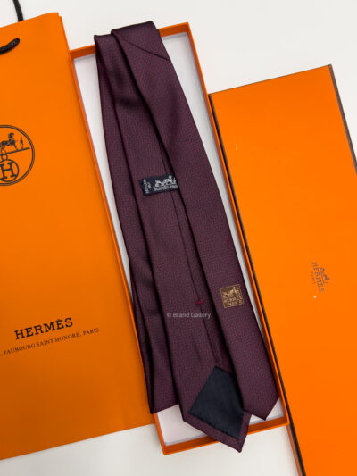 Hermes Burgundy ROCKING H SILK TIE