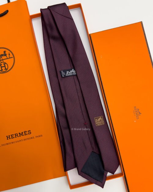 Hermes Burgundy ROCKING H SILK TIE