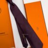 Hermes Burgundy ROCKING H SILK TIE