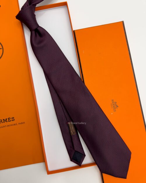 Hermes Burgundy ROCKING H SILK TIE