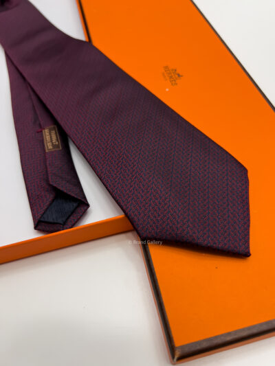 Hermes Burgundy ROCKING H SILK TIE