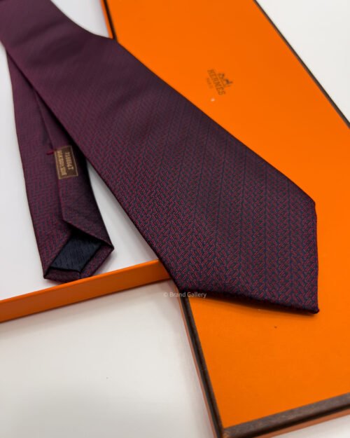 Hermes Burgundy ROCKING H SILK TIE