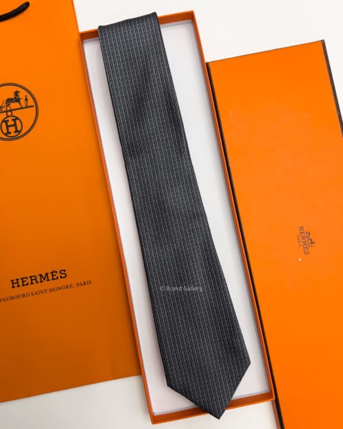 Hermes Grey SCALATOR SILK TIE