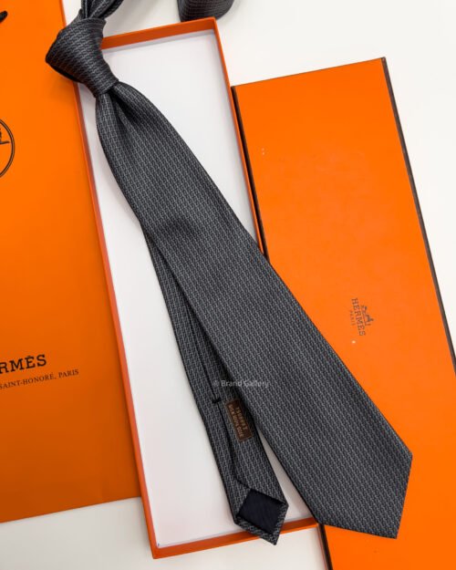 Hermes Grey SCALATOR SILK TIE