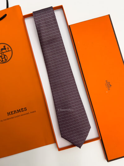 Hermes Burgundy DOUBLE BAUCHER SILK TIE