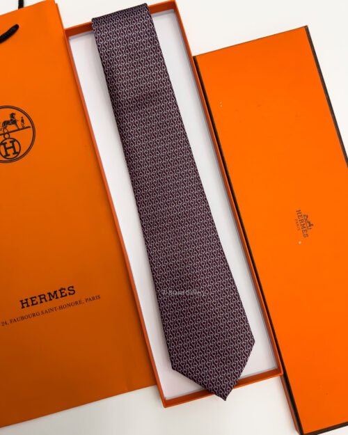 Hermes Burgundy DOUBLE BAUCHER SILK TIE