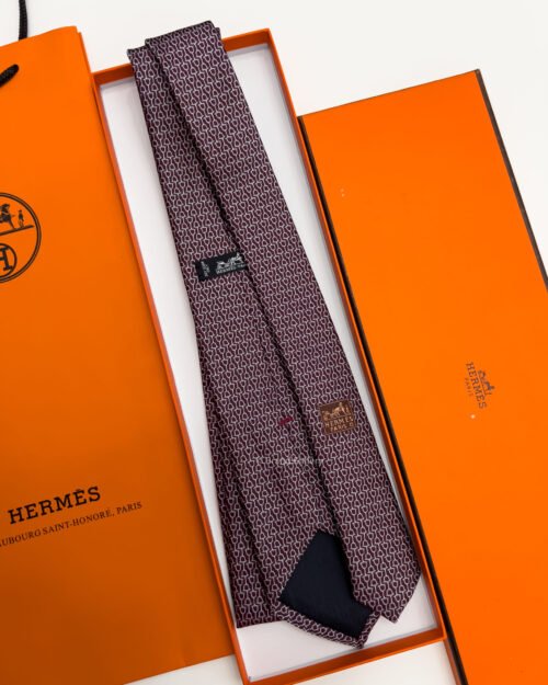 Hermes Burgundy DOUBLE BAUCHER SILK TIE