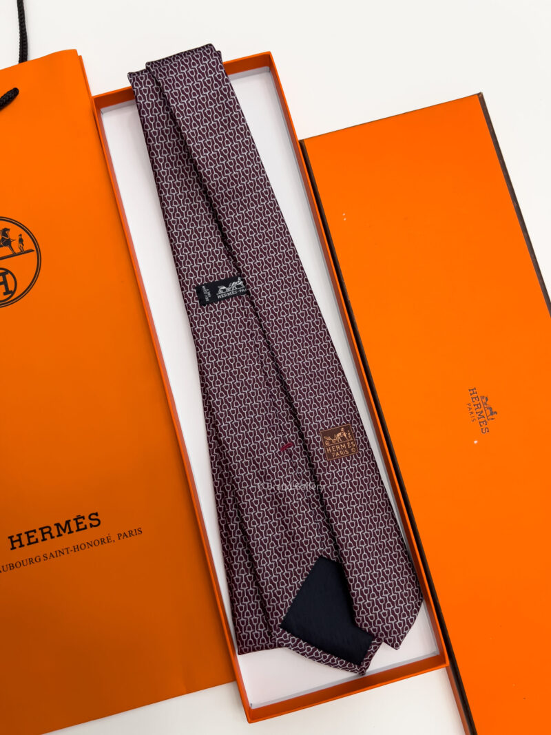 Hermes Burgundy DOUBLE BAUCHER SILK TIE