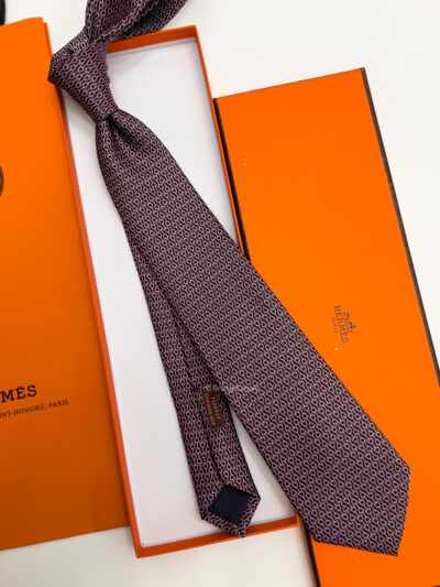 Hermes Burgundy DOUBLE BAUCHER SILK TIE