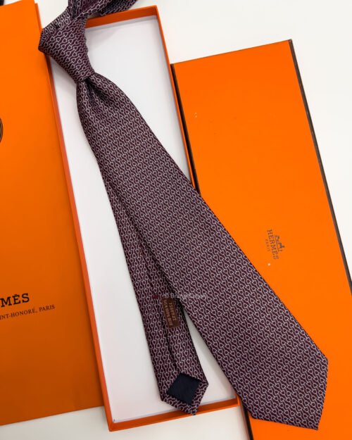 Hermes Burgundy DOUBLE BAUCHER SILK TIE