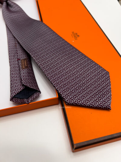 Hermes Burgundy DOUBLE BAUCHER SILK TIE