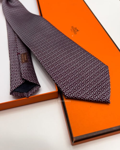 Hermes Burgundy DOUBLE BAUCHER SILK TIE
