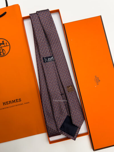 Hermes Burgundy LIGHT CHAIN SILK TIE