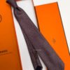 Hermes Burgundy LIGHT CHAIN SILK TIE
