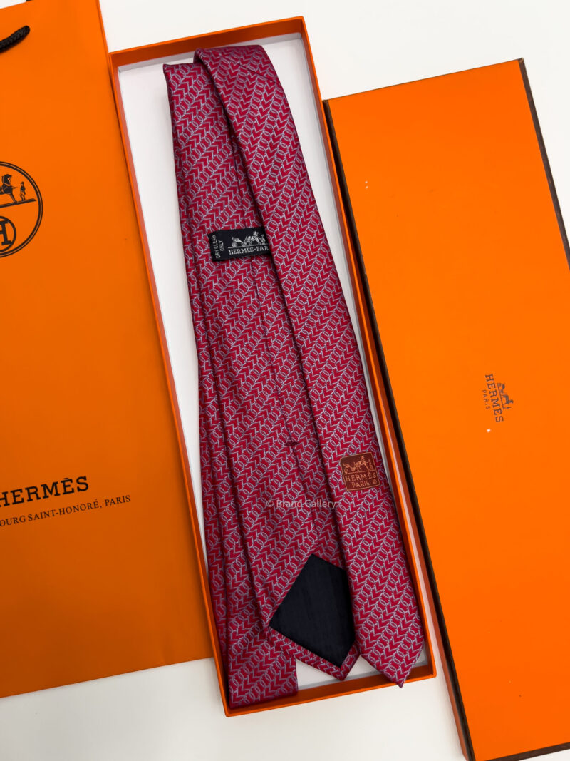 Hermes Red CLUB MIX SILK TIE